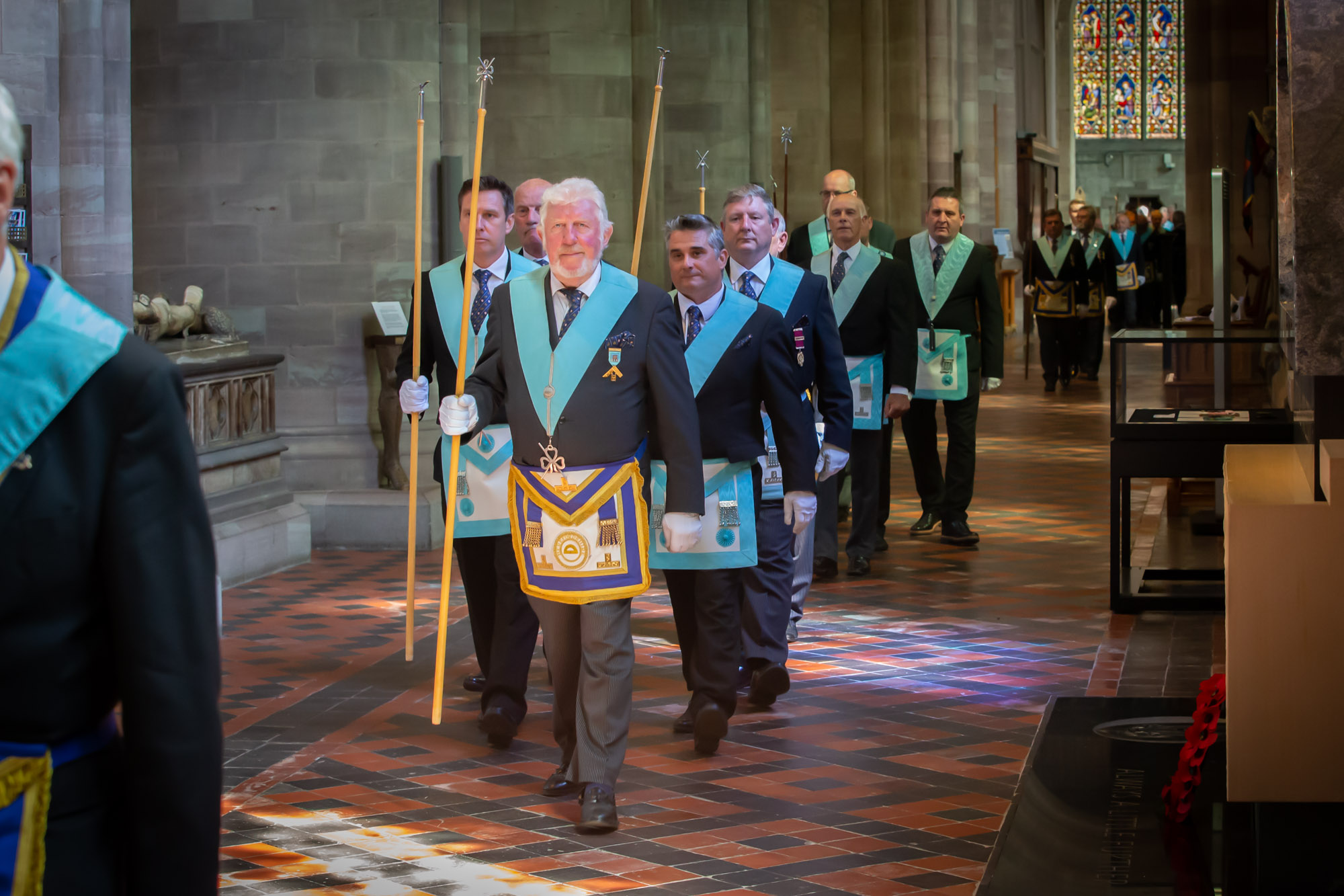 W Bro John Norris leading Cantilupe Lodge into the Cathedral Service