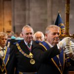 Square Photo The Provincial Grand Master for Herefordshire RW Bro Michael Holland being lead out of the Cathedral service by the Grand Sword Bearer W Bro Johnny Walker.