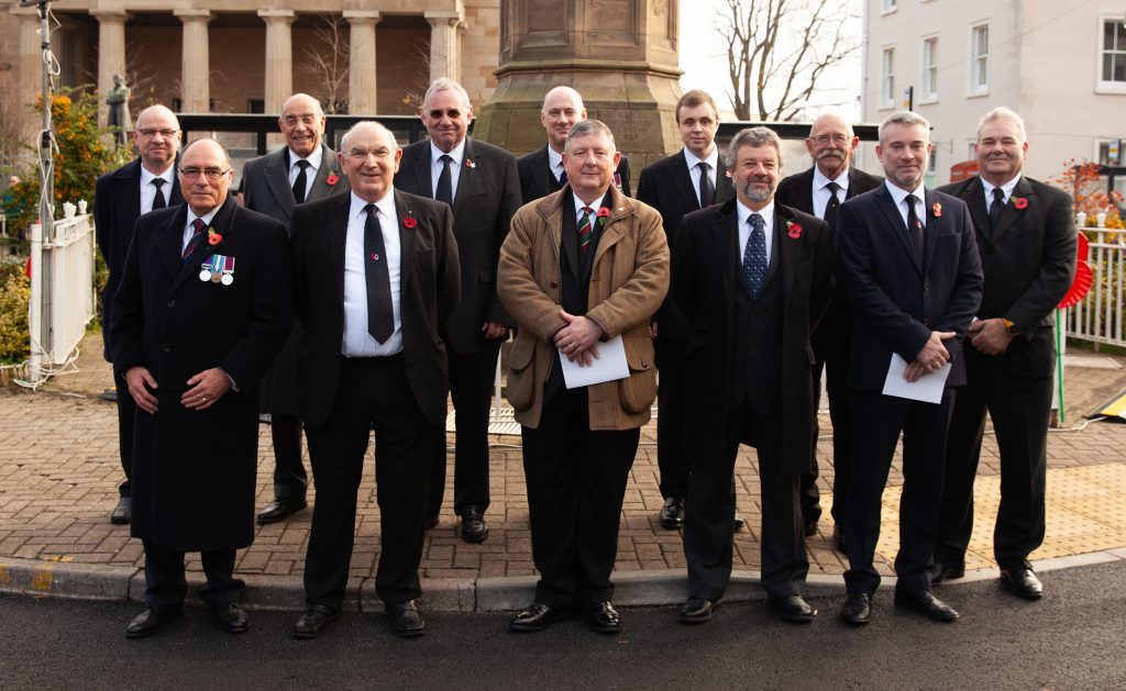 Freemasons attending Remembrance day parade at St Peter's Square Hereford